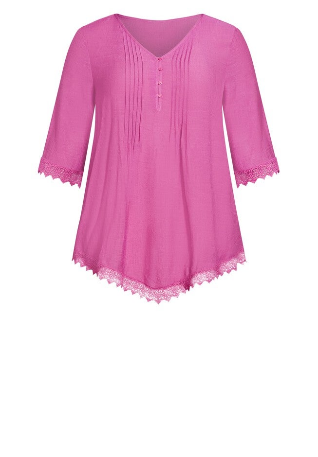 Ellie Pintuck Lace Top, ORCHID, alternate image number 2