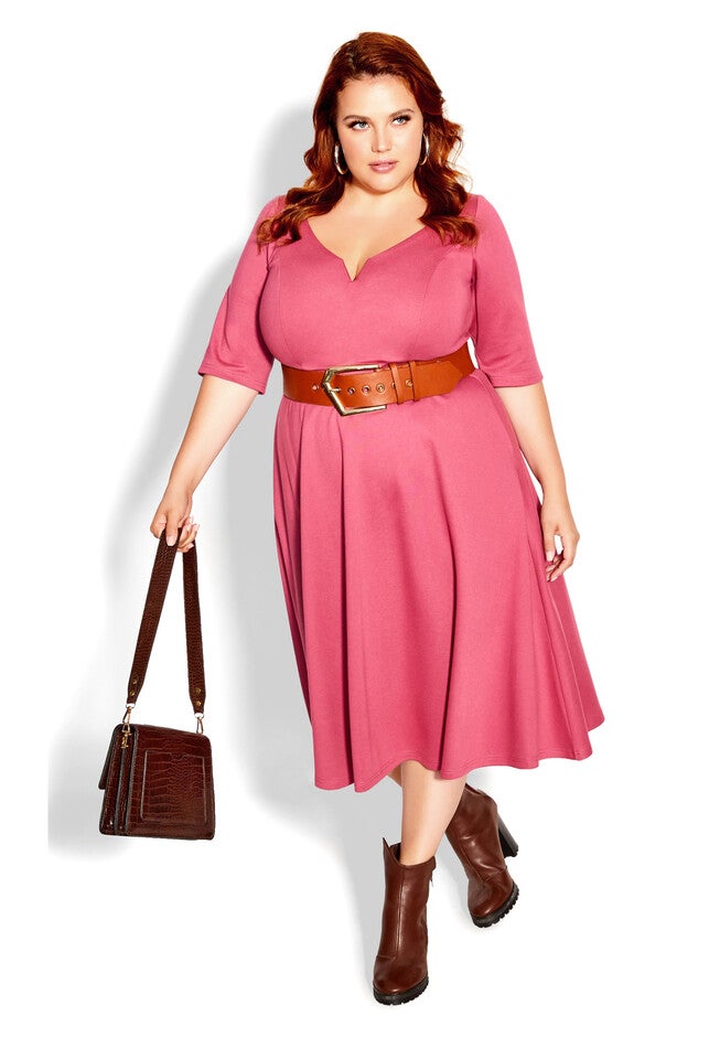 Cute Girl Elbow Sleeve Dress - rosy, PINK, hi-res image number null