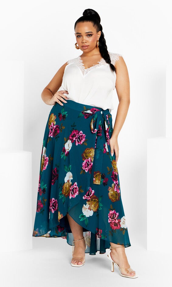 Michaela Print Skirt - teal, GREEN, alternate image number null