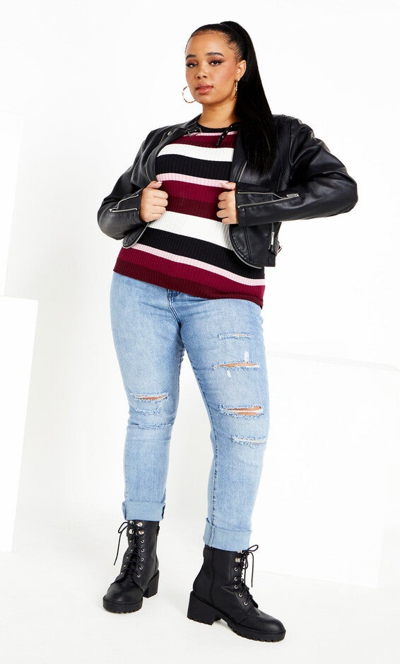 70's Stripe Jumper - berry, RED, alternate image number null