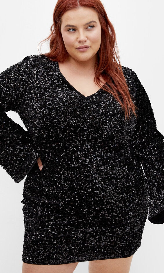 Sequin Neptune Dress - black, BLACK, alternate image number null