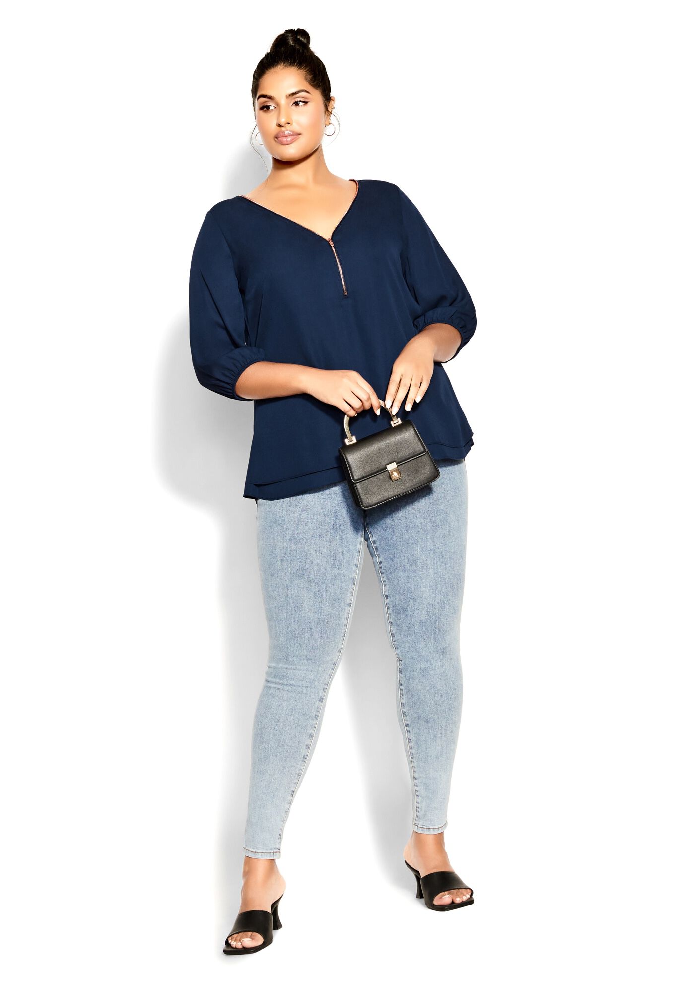Sexy Fling Elbow Sleeve Top, BLUE, on-hover image number 1