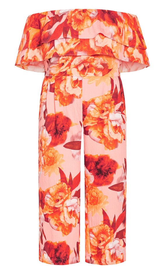 Poppie Print Jumpsuit - peach, BLACK, alternate image number null