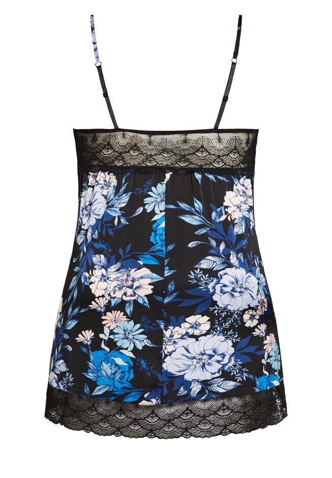 Bella Floral Chemise - black, BLACK, alternate image number null