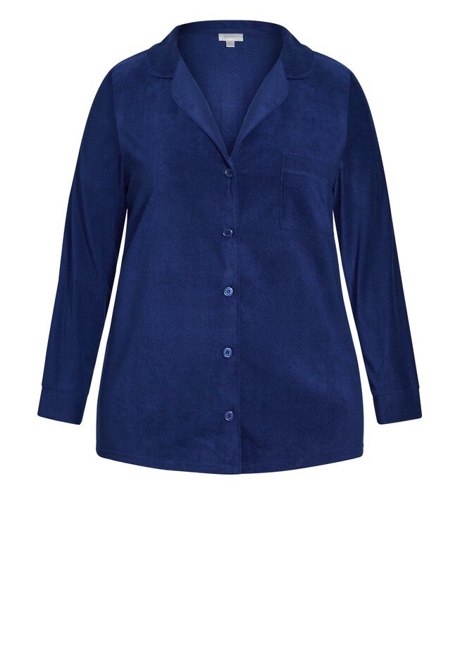 Button Fleece Top, NAVY, alternate image number 5