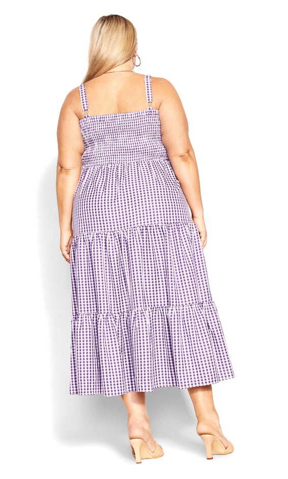 Gingham Maxi Dress - petunia, PURPLE, alternate image number 3