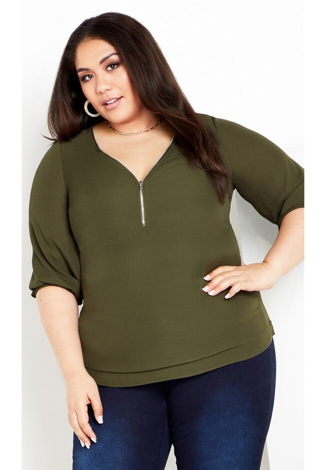 Sexy Fling Elbow Sleeve Top - jungle, GREEN, hi-res image number null