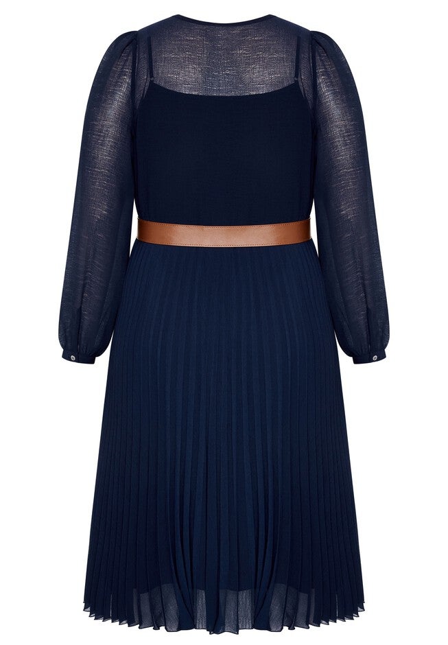 Precious Pleat Dress - navy, BLUE, alternate image number 3