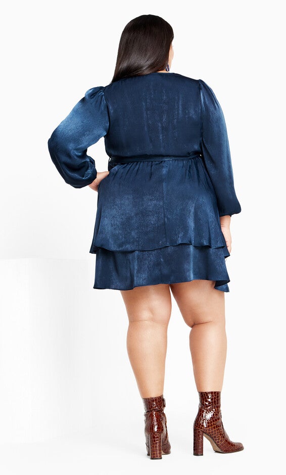 Twisted Ruffle Dress - navy, BLUE, alternate image number null
