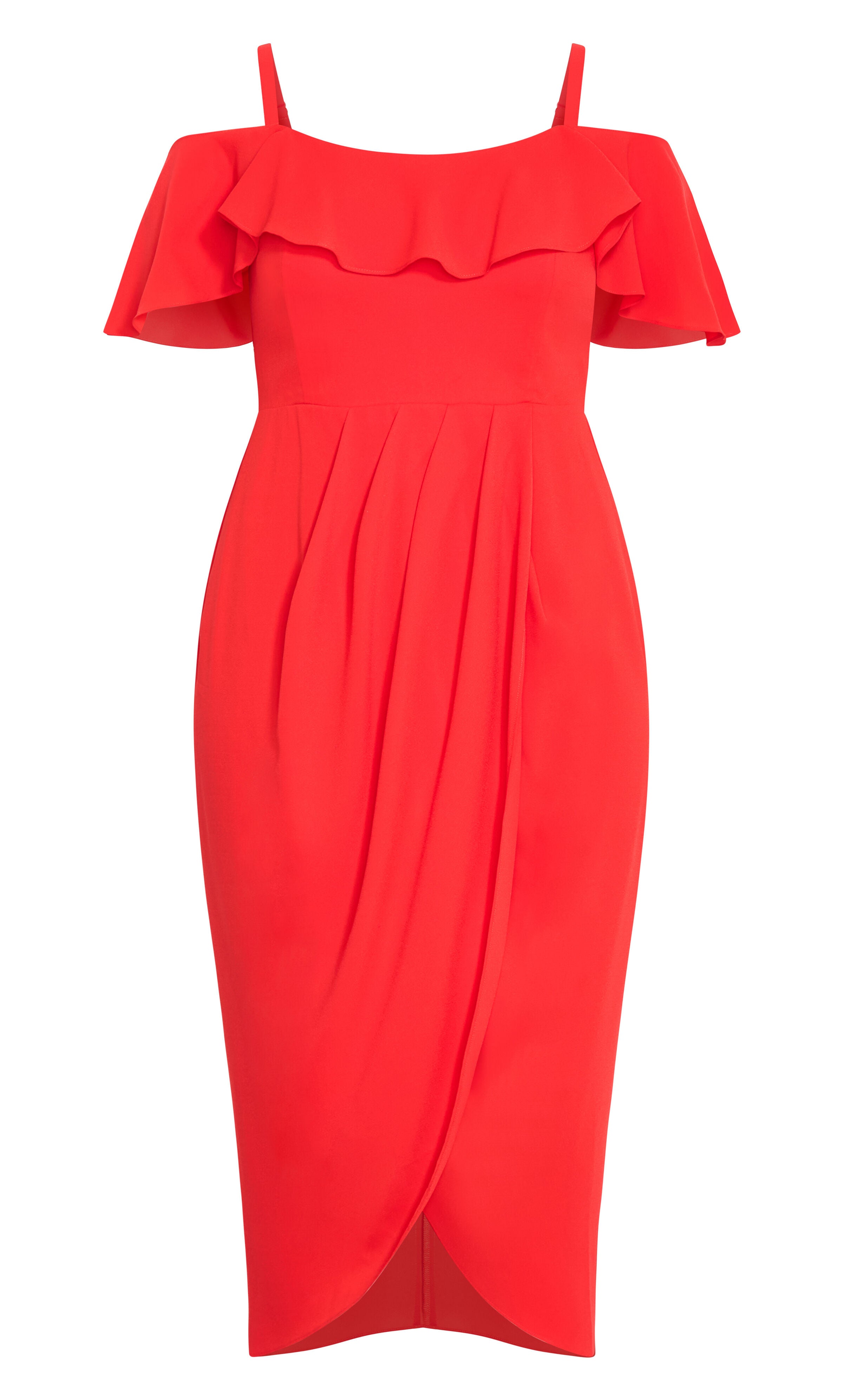 Flirtation Drape Midi Dress - tigerlily, ORANGE, alternate image number 3