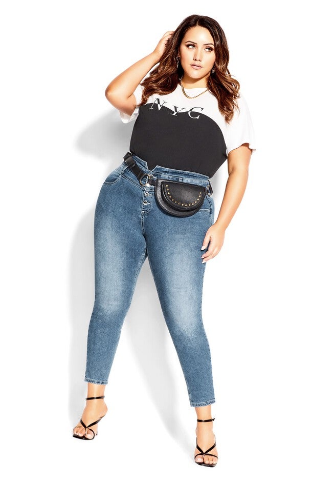 Harley Sassy Corset Jean - blue denim, BLUE, alternate image number null
