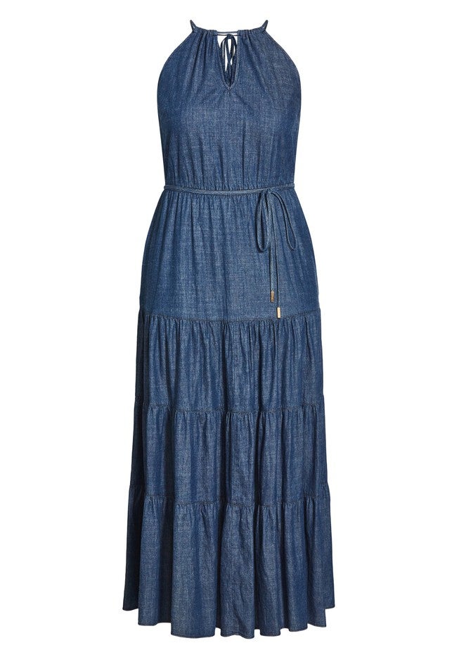 Hamptons Tier Maxi Dress - dark denim, BLUE, alternate image number 2