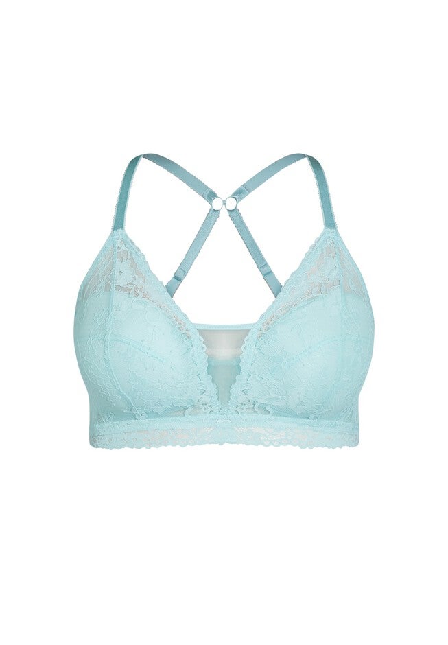 Wire Free Lace Bra - powder blue, BLUE, alternate image number 4