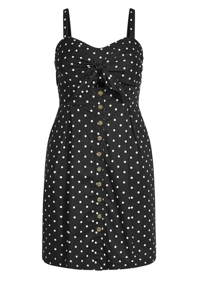 Tie Spot Dress - black, BLACK, alternate image number null