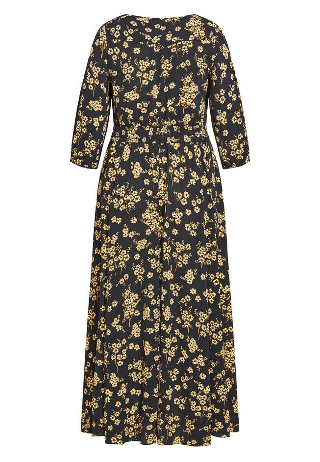 Desire Print Maxi Dress - black yellow, BLACK, alternate image number null
