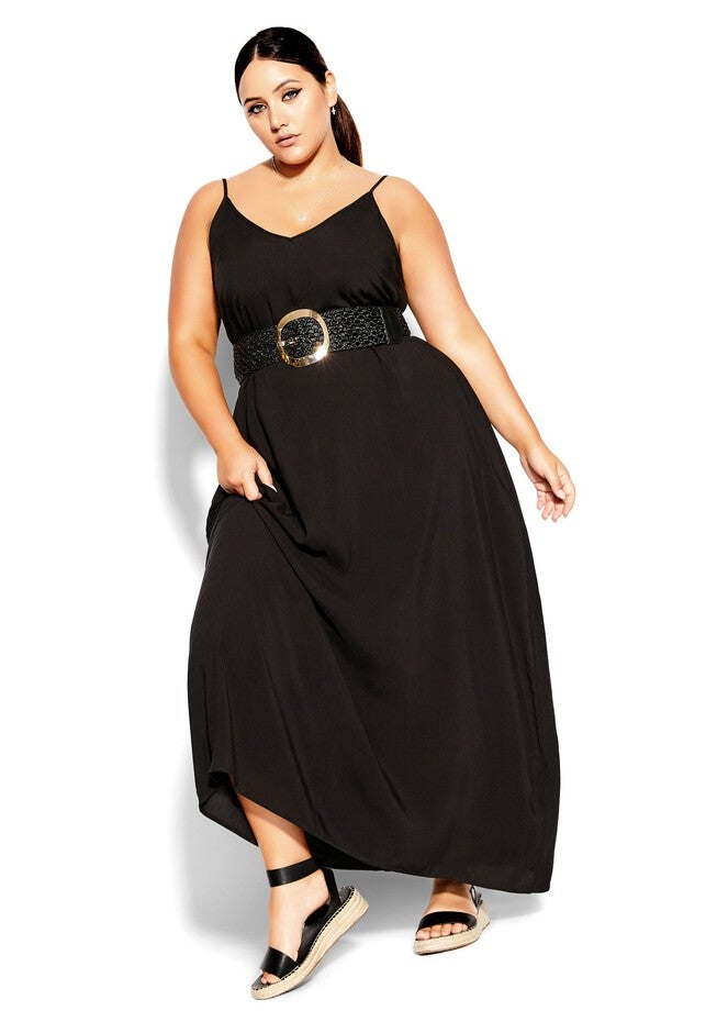 V Neck Maxi Dress - black, BLACK, hi-res image number 0