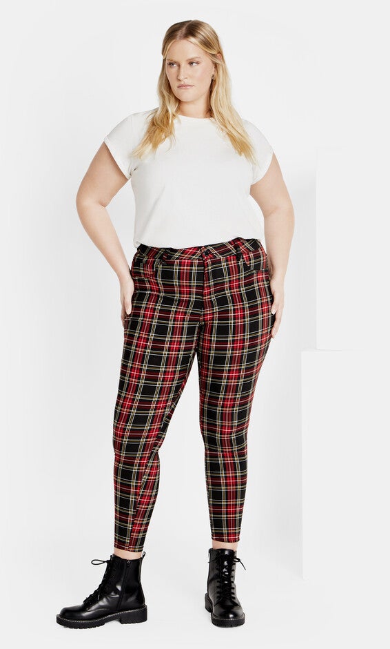 Harley Plaid Skinny Jean - red, RED, alternate image number null