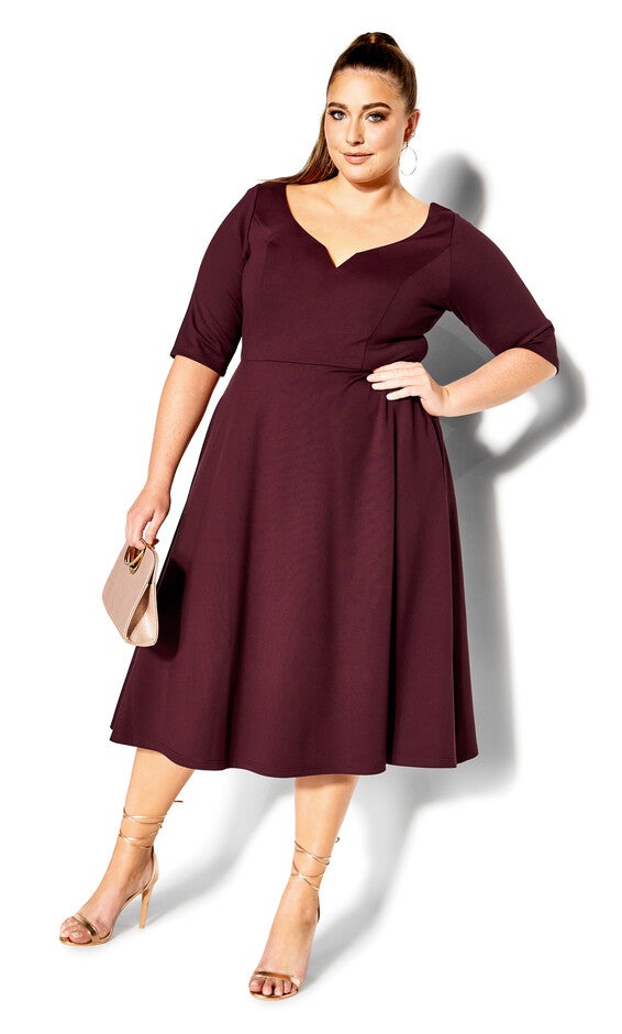 Cute Girl Elbow Sleeve Dress - oxblood, OX, hi-res image number null