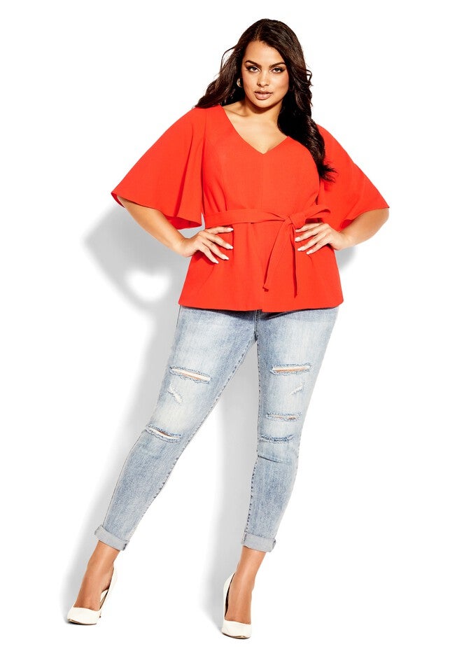 Juno Top - tigerlily, ORANGE, on-hover image number 1