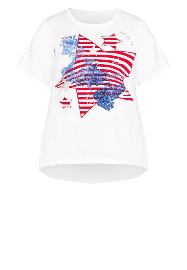 Graphic Print Top, RED WHITE AMERICA, alternate image number null