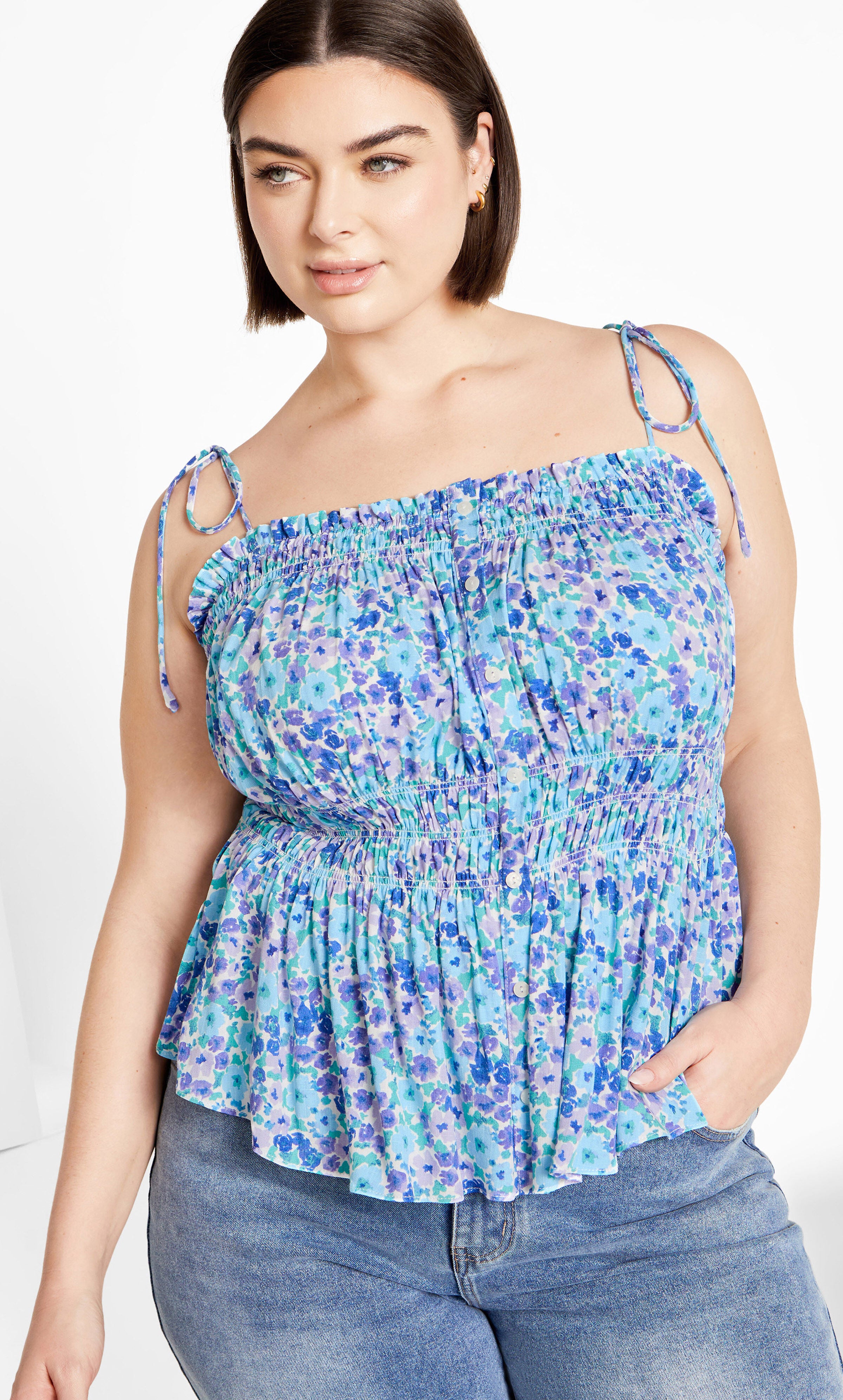 Lyla Print Top - blue