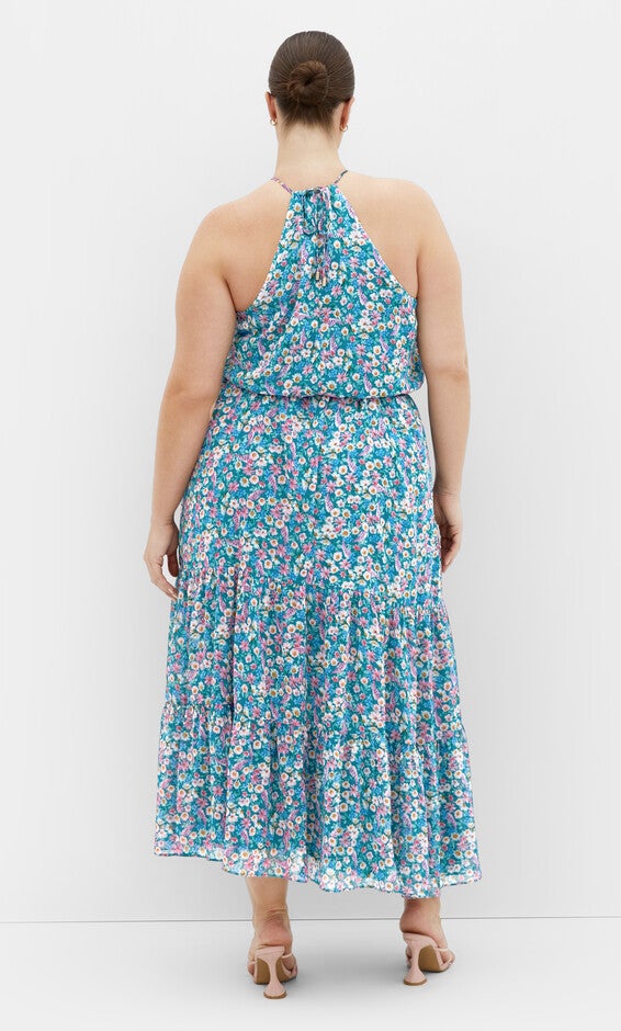 Lidia Print Maxi Dress - teal floral, GREEN, alternate image number null