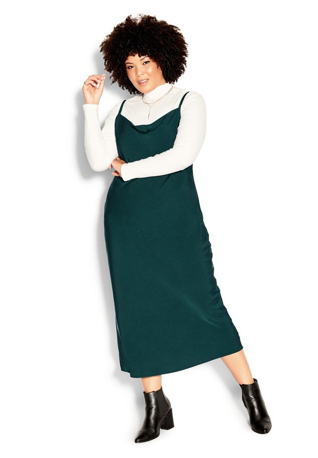 Shimmer Slip Dress - jade, GREEN, alternate image number 2