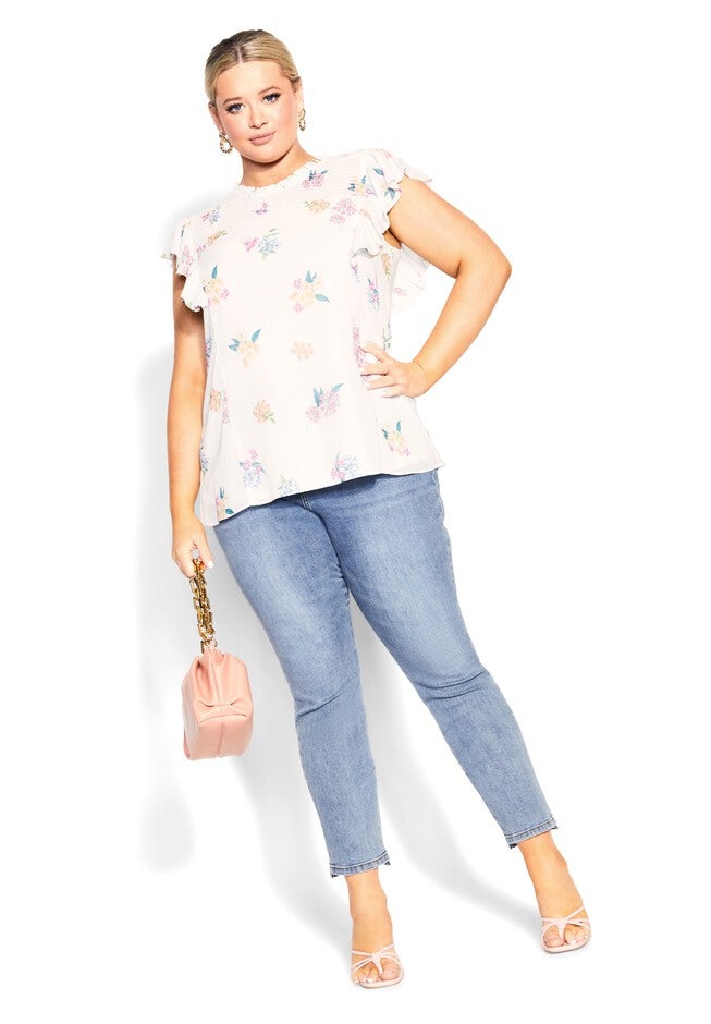 Bella Print Top - ivory, WHITE, alternate image number null