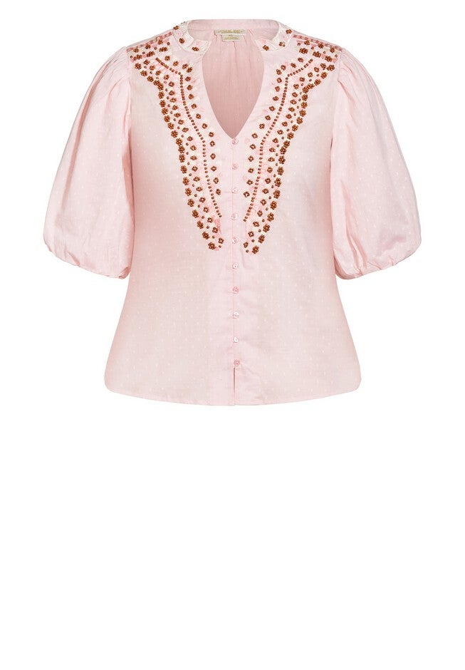 Vacation Embroidered Top - peony, PINK, alternate image number null