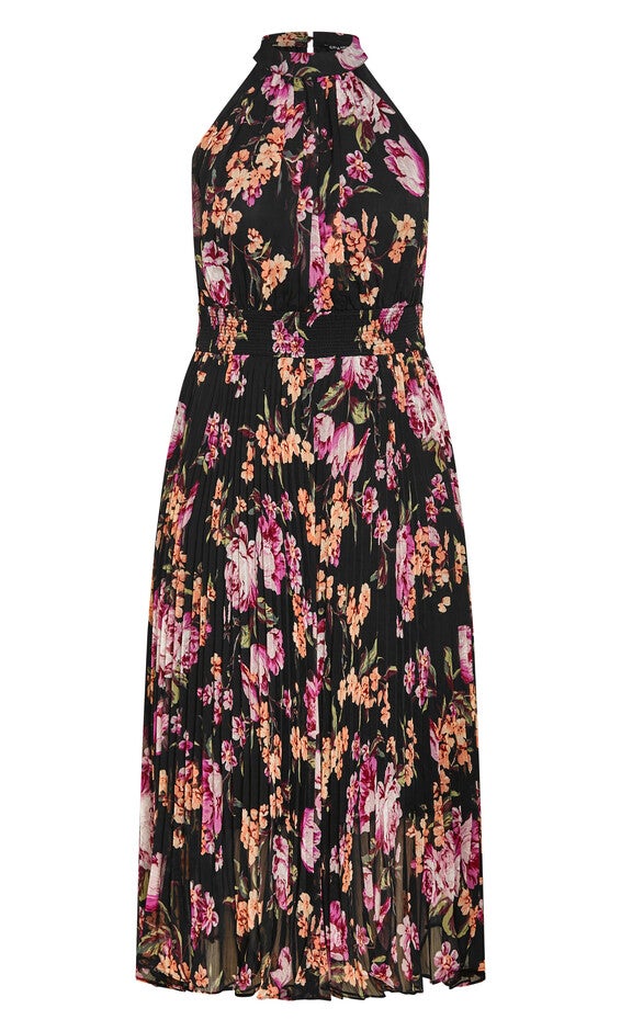 Sabine Print Dress - black petal, BLK PERFECT PETAL, alternate image number null