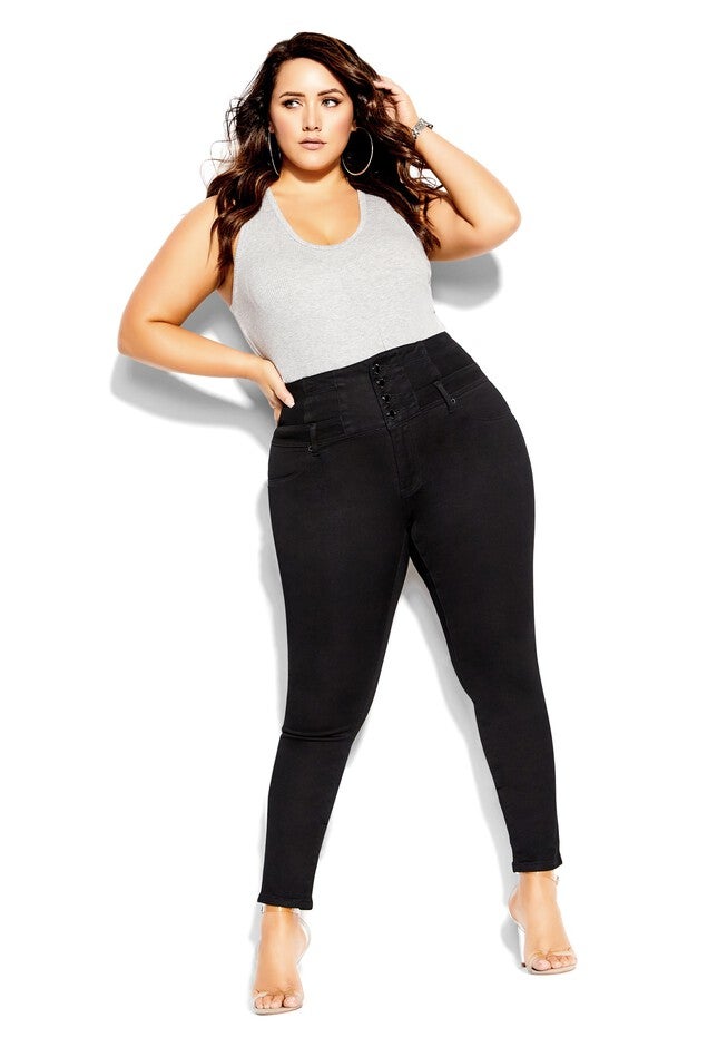 Harley Regular Corset Skinny Jean - black, BLACK, on-hover image number null
