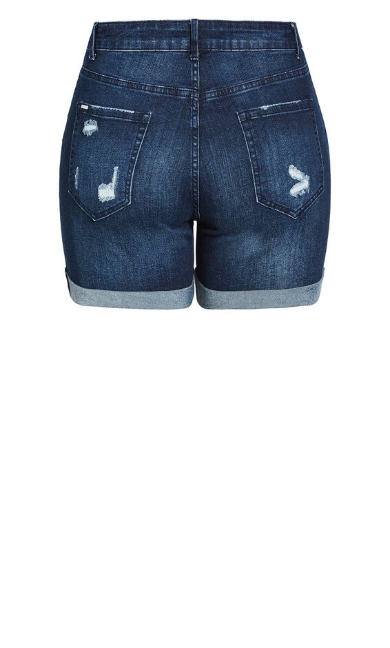 Ripped Love Short - dark denim, BLUE, alternate image number null