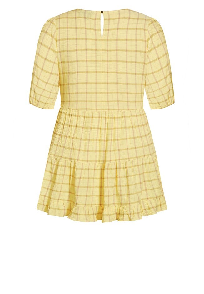Flirty Check Dress - lemon check, YELLOW, alternate image number 3