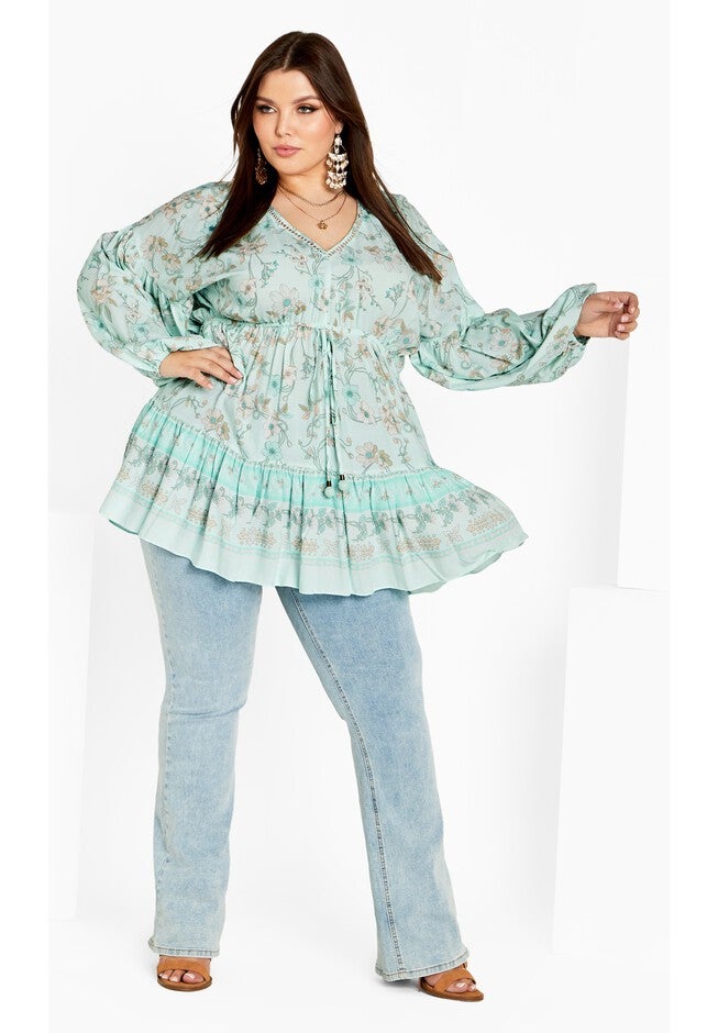 Spirited Floral Tunic - seafoam, GREEN, alternate image number 2