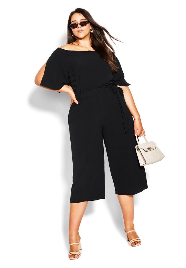 Off Shoulder Jumpsuit - black, BLACK, on-hover image number 1