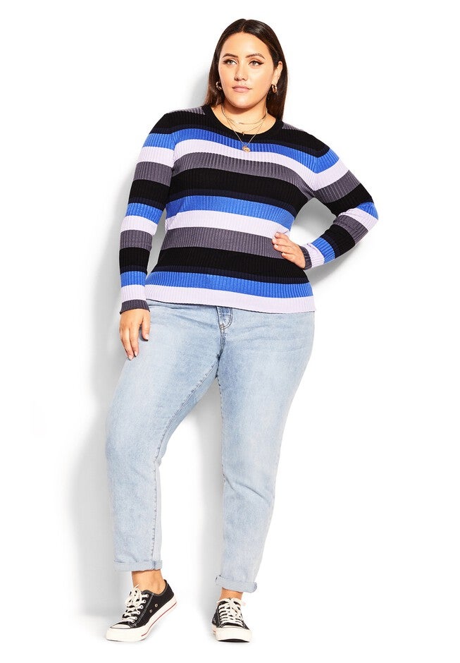 70s Stripe Sweater - blue, BLUE, alternate image number null