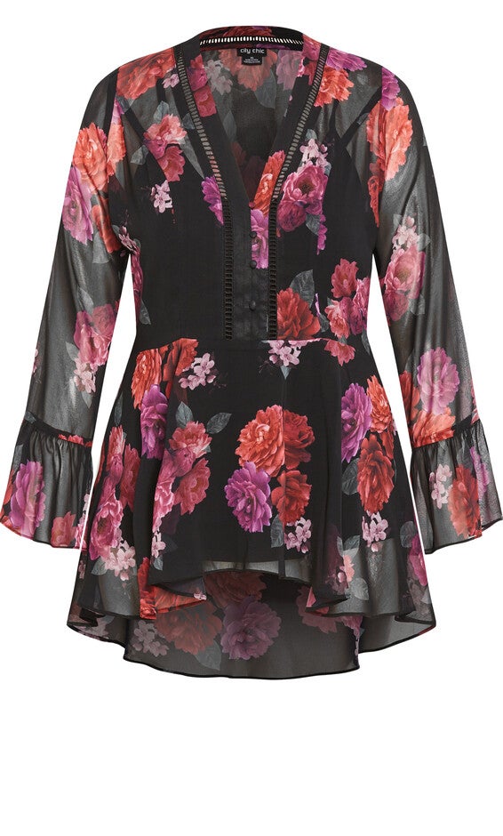 Chaya Print Top - black, BLACK, alternate image number null