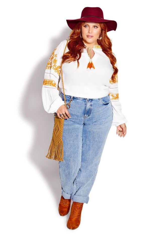 Spirit Embroidered Top - ivory, WHITE, on-hover image number 1
