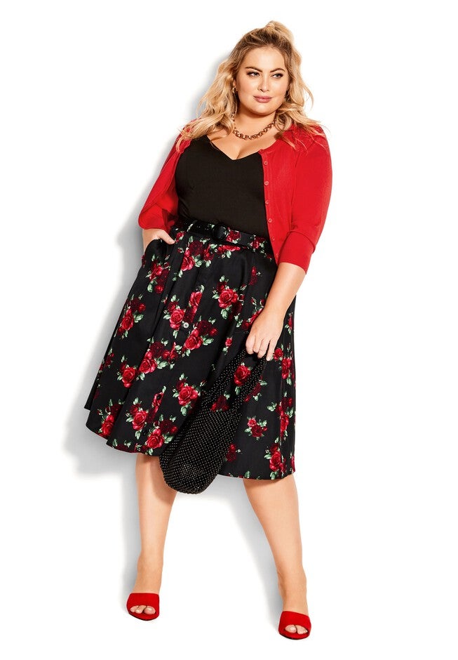 Vintage Rose Skirt - black, BLACK, hi-res image number null