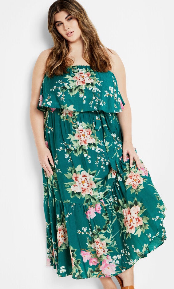 Pia Print Maxi Dress - jade, JADE SWEET BLOSSOM, alternate image number 1