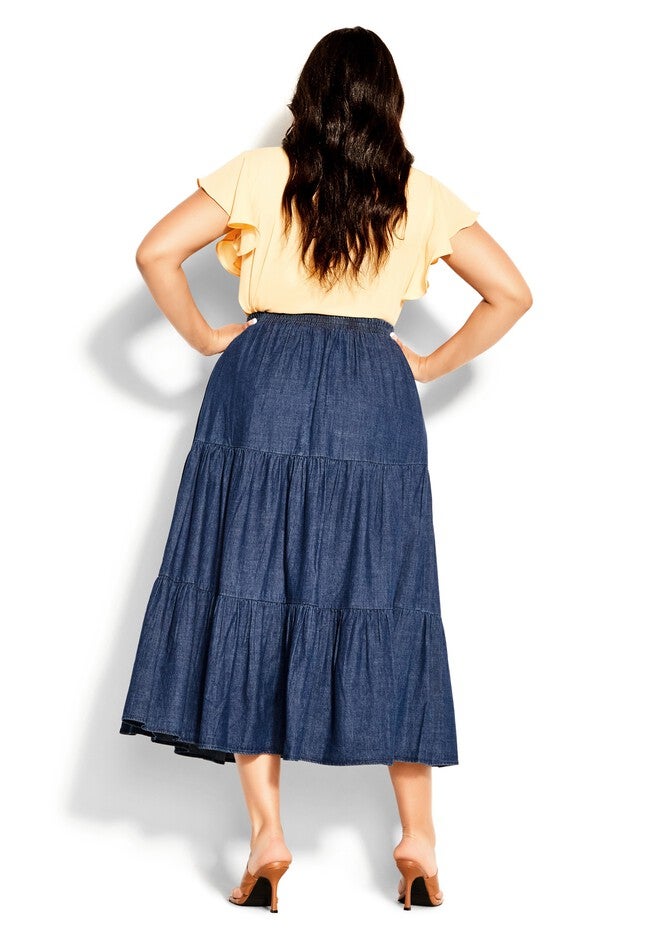 Denim Tier Skirt - dark denim, BLUE, alternate image number 5