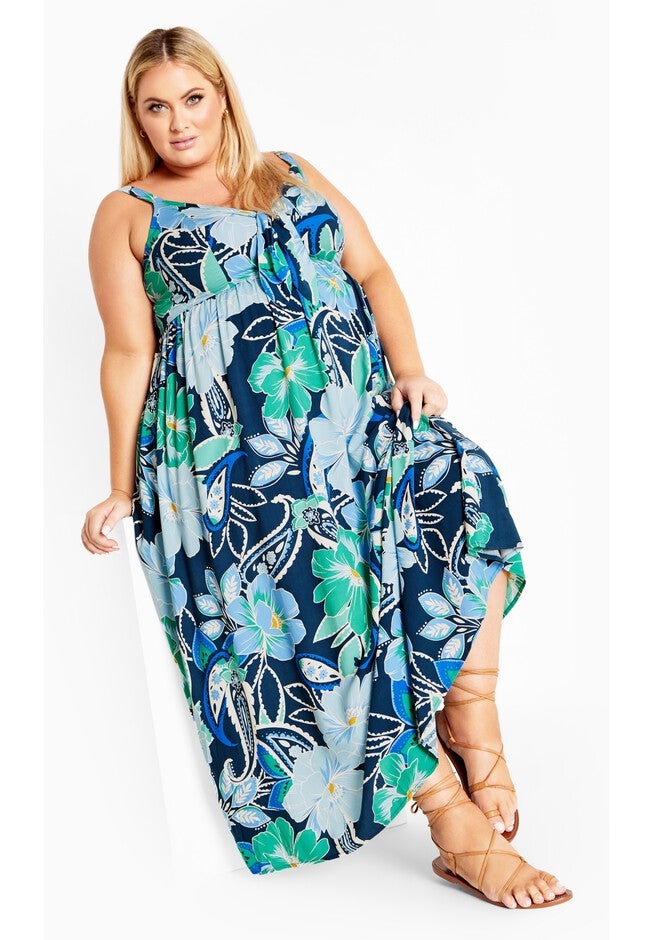 Evie Print Maxi Dress, INDIGO SUMMER, hi-res image number null