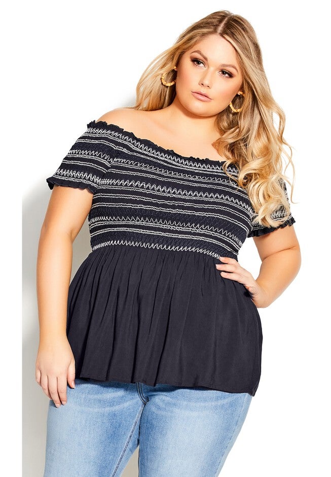 Stitch Detail Top - navy, BLUE, hi-res image number null