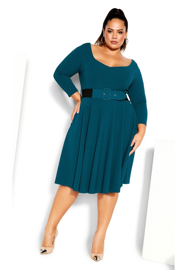 Super Sweet Elbow Sleeve Dress - teal, GREEN, hi-res image number null