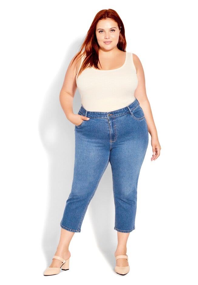 Cropped Denim Love Jeans, MEDIUM WASH, hi-res image number null