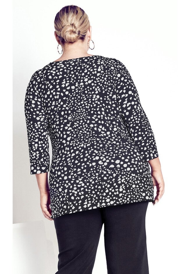 Miriam Zip Print Top, MONO BLACK, on-hover image number 1