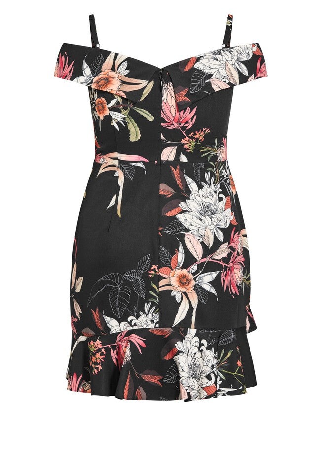 Botanical Floral Dress - black, BLACK, alternate image number null