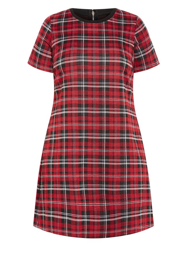 Check Love Shift Silhouette Mini Dress - red, RED, alternate image number 3