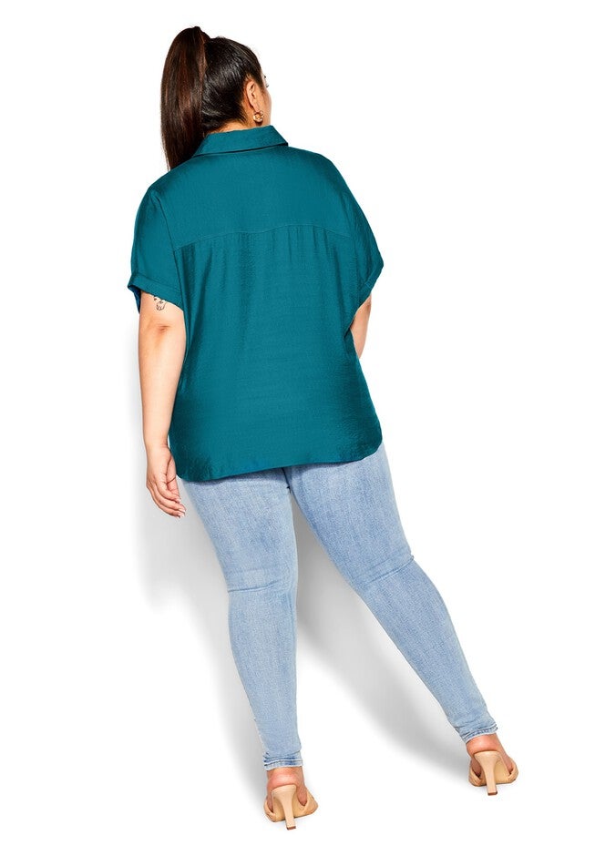 Relaxed Summer Shirt - teal, GREEN, alternate image number null