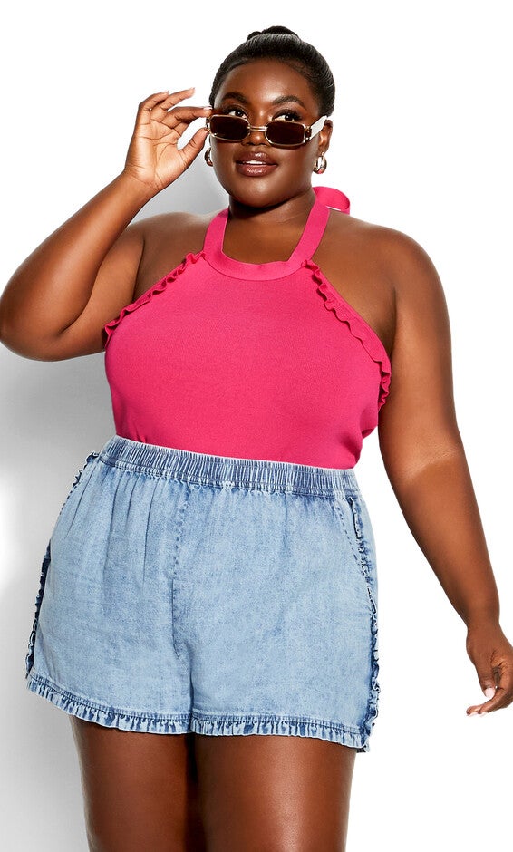 Ruffled Top - bright pink, PINK, hi-res image number 0
